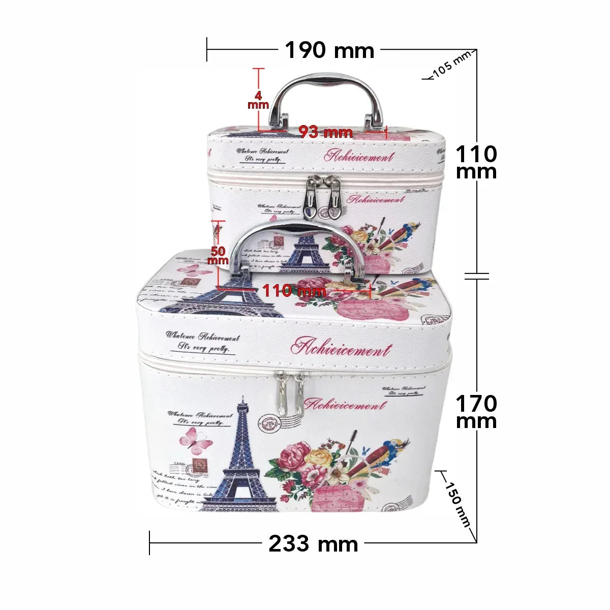 Set 2 Genti pentru cosmetice, Naimeed D269, Paris Albastru - 221.ro