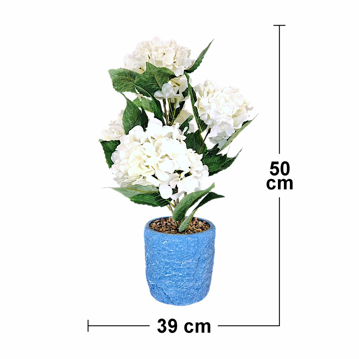 Floare artificiala in ghiveci, Hortensie, Naimeed D2854, 39x39x50cm, Alb