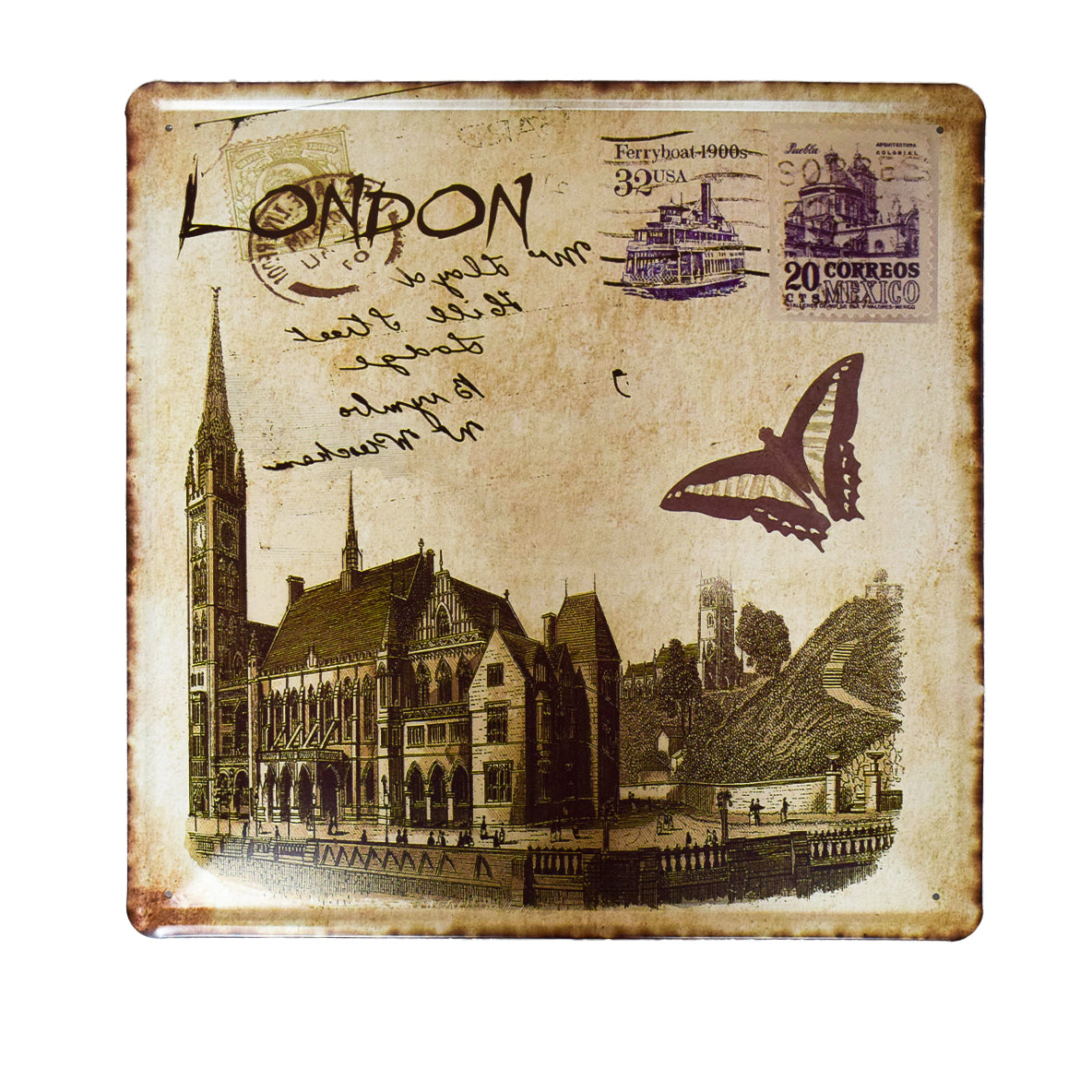 Tablou Metalic, London, Stil Retro, Naimeed D29-London