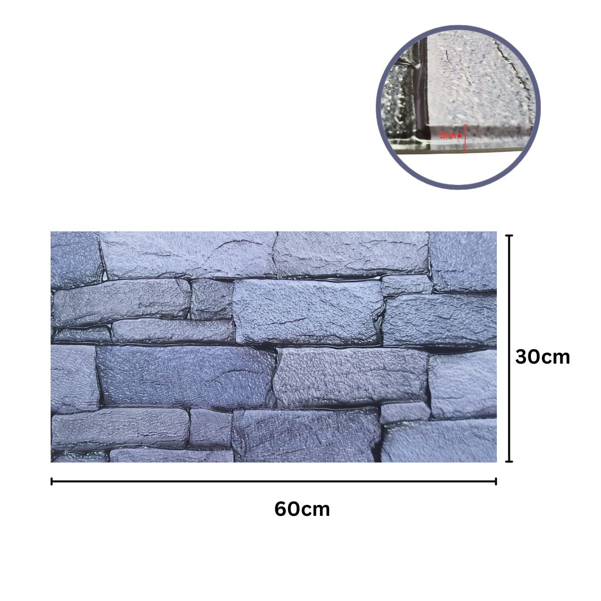 Set 12 panouri decorative, SXP + PVC, autoadezive, imitatie mozaic de caramida cu textura in relief, Naimeed D2949-model-6, 60x30x0.5 cm, Albastru