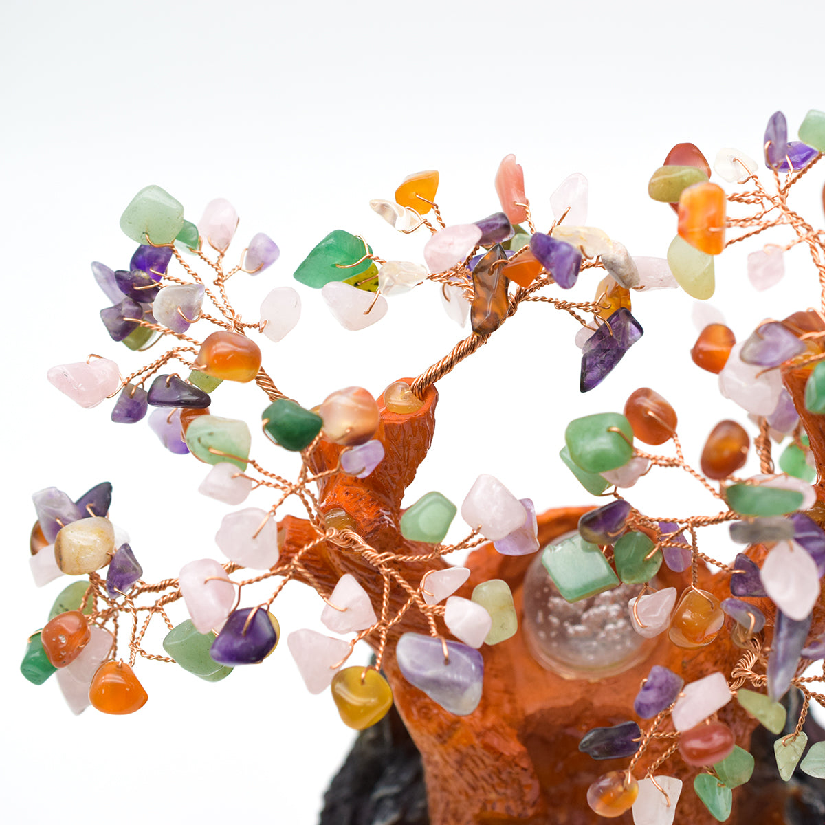 Fantana arteziana, Feng Shui, LED, pompa submersibila, pietre semipretioase si lumini, Naimeed D3008, Inaltime 23cm