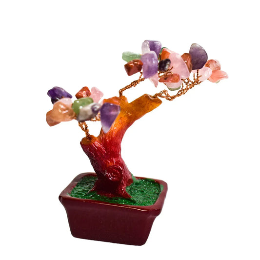 Copac Feng Shui cu Pietre Semipretioase, Suport Ceramic, Naimeed D3011CL, Inaltime 8cm - 221.ro