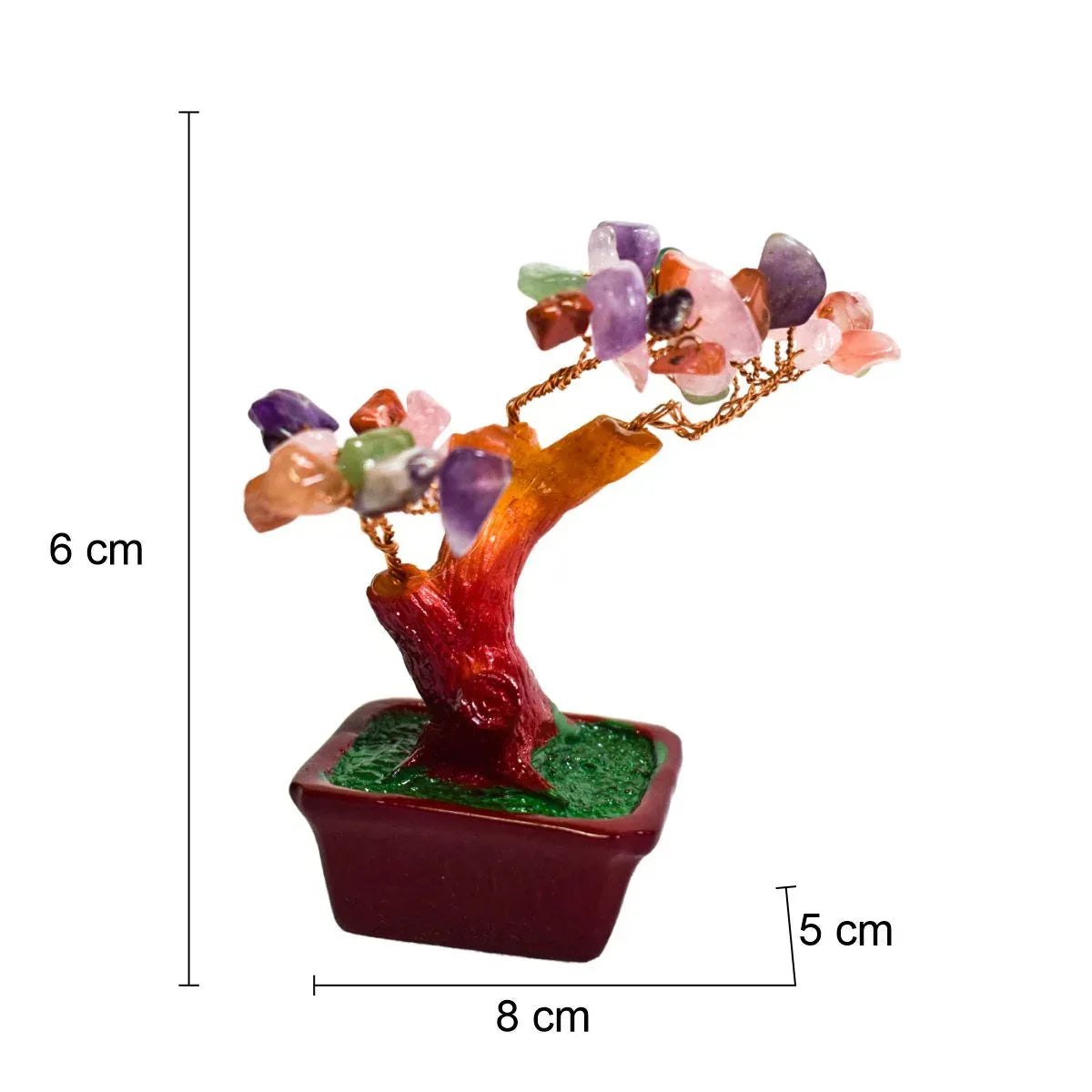 Copac Feng Shui cu Pietre Semipretioase, Suport Ceramic, Naimeed D3011CL, Inaltime 8cm - 221.ro