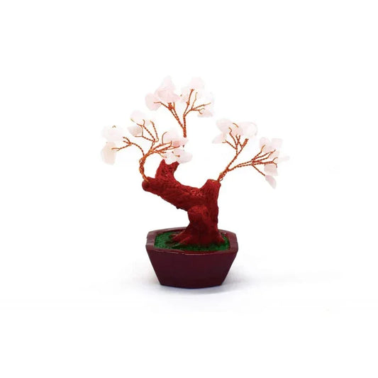 Copac Feng Shui cu Pietre Semipretioase de Cuart Roz, Suport Ceramic, Naimeed D3011RZ, Inaltime 8cm - 221.ro
