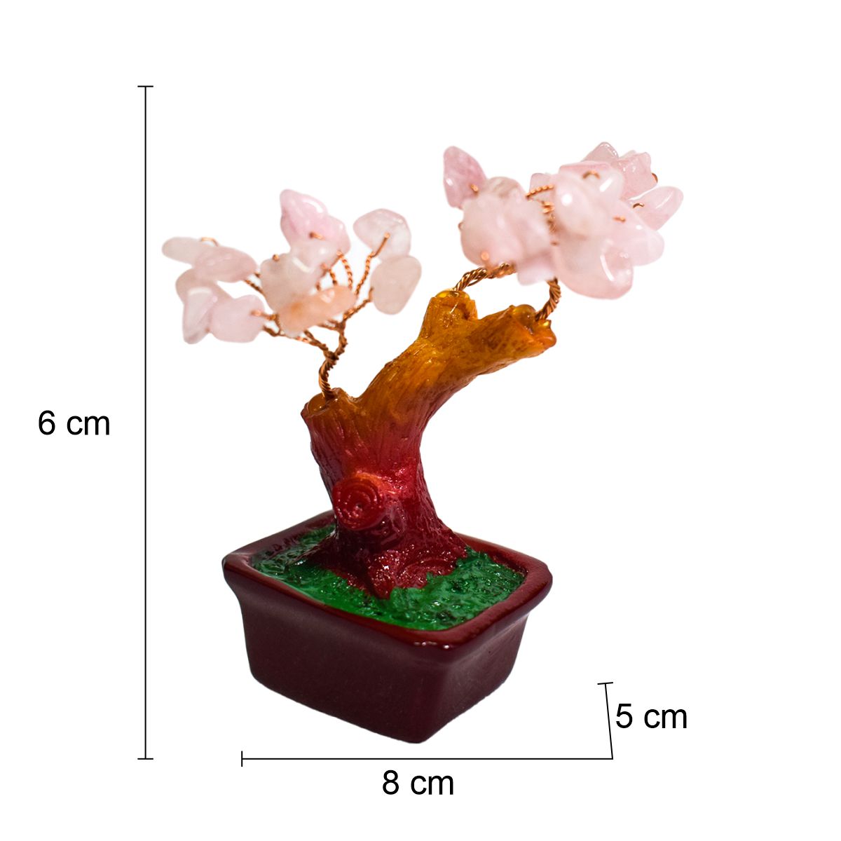 Copac Feng Shui cu Pietre Semipretioase de Cuart Roz, Suport Ceramic, Naimeed D3011RZ, Inaltime 8cm