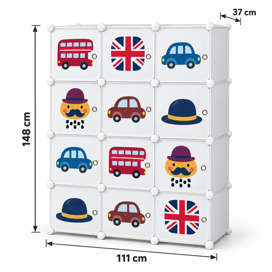 Dulap Modular Copii, 12 Usi, D3012-modular, Alb