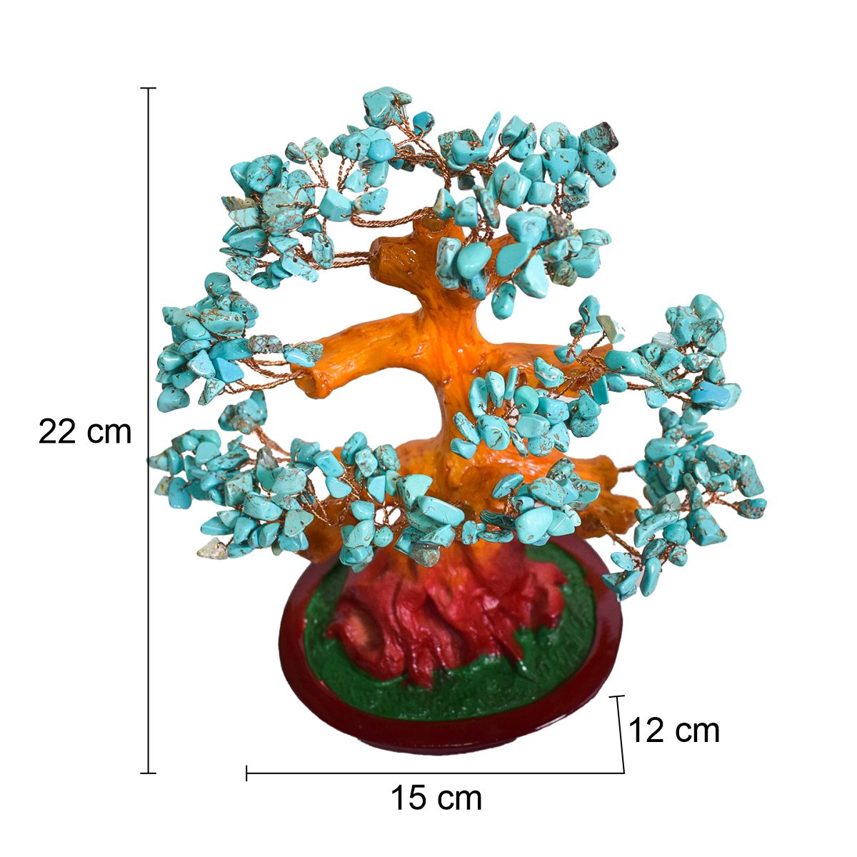 Copac Feng Shui cu Pietre Semipretioase de Turcoaz, Suport Ceramic, Naimeed D3013B, Inaltime 22cm
