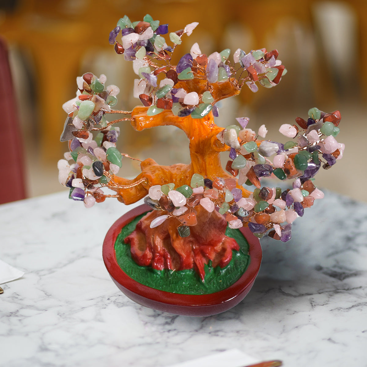 Copacel Feng Shui cu Pietre Semipretioase, Suport Ceramic, Naimeed D3013M, Inaltime 22cm