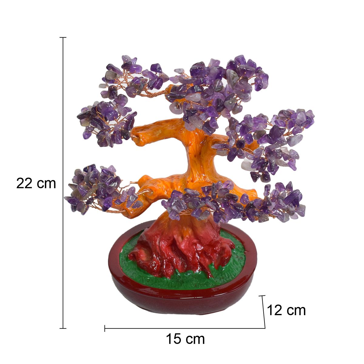 Copacel Feng Shui cu Pietre Semipretioase de Ametist, Suport Ceramic, Naimeed D3013P, Inaltime 22cm