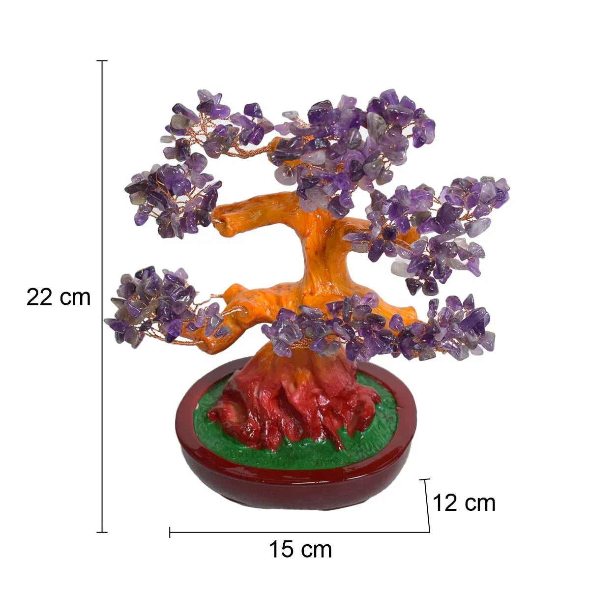 Copacel Feng Shui cu Pietre Semipretioase de Ametist, Suport Ceramic, Naimeed D3013P, Inaltime 22cm - 221.ro