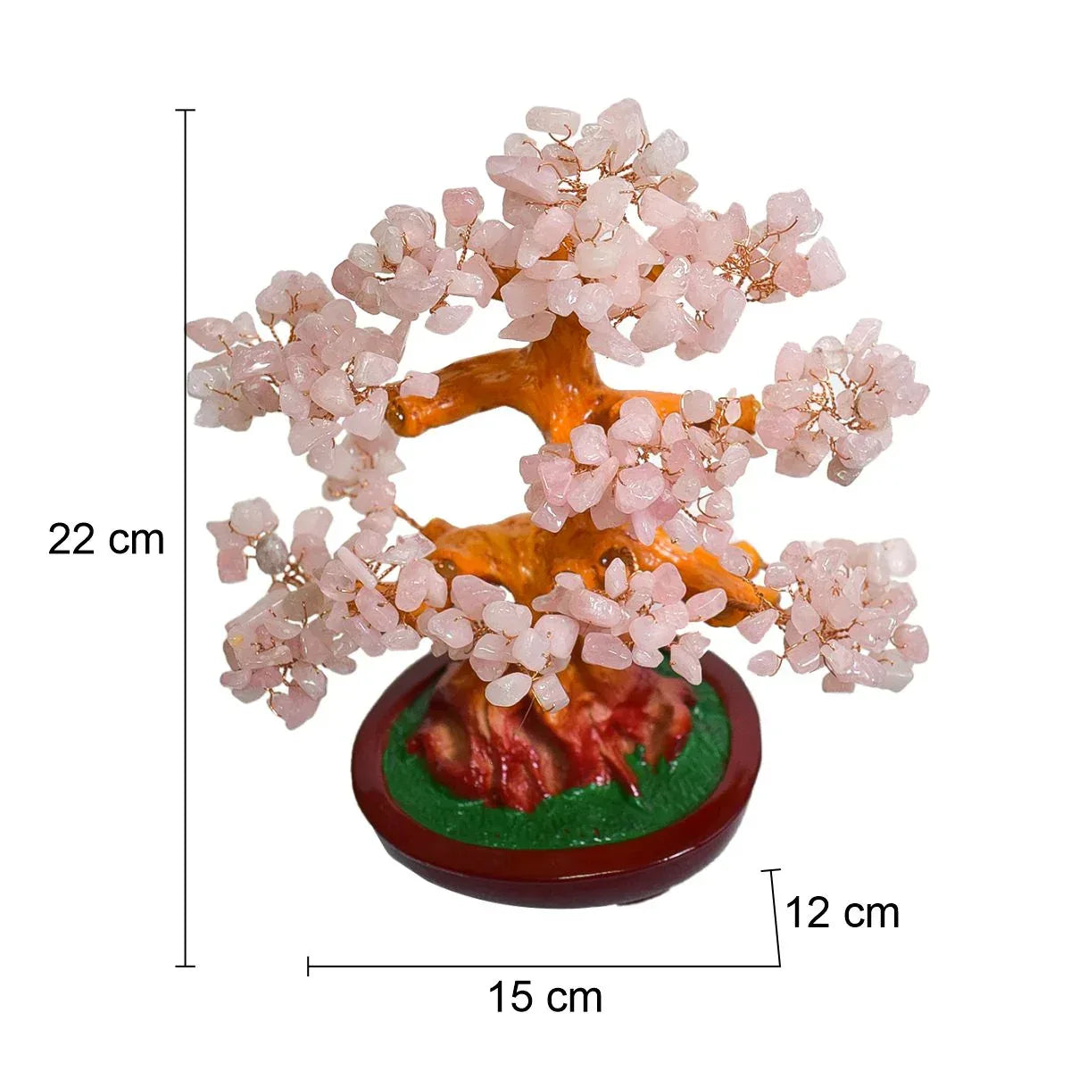 Copac Feng Shui cu Pietre Semipretioase de Cuart Roz, Suport Ceramic, Naimeed D3013W, Inaltime 22cm - 221.ro