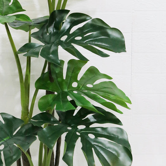 Copac artificial 9 frunze, Monstera fara ghiveci D3063, verde, 120 cm