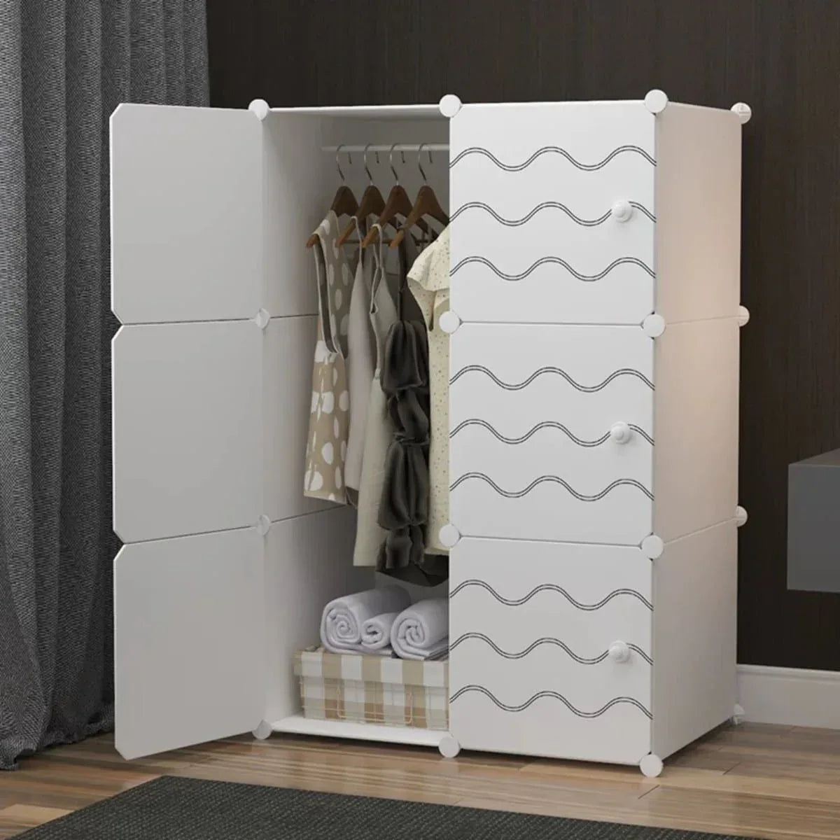Dulap modular din plastic cu schelet metalic, D3244, culoare Alb, 110 x 75 x 37 cm - 221.ro