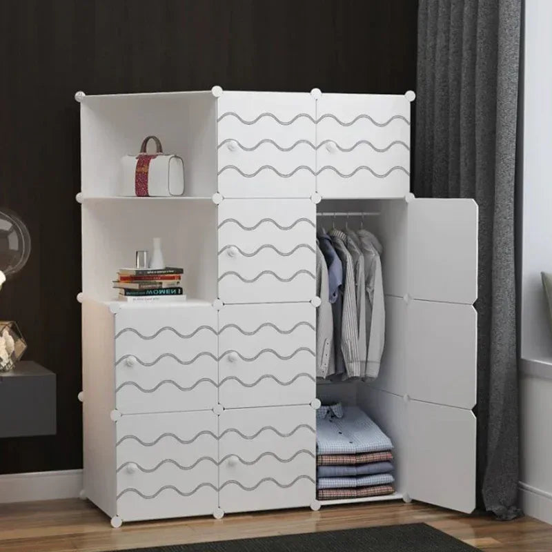 Dulap modular din plastic cu schelet metalic, D3245W, culoare Alb, 147 x 110 x 37 cm - 221.ro