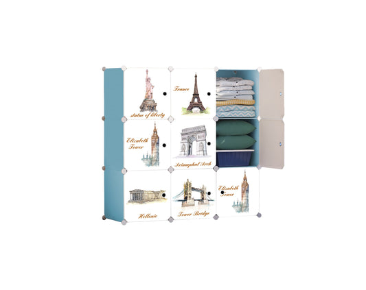 Dulap modular din plastic cu schelet metalic, D3253P, culoare Roz / Alb, 110 x 110 x 37 cm