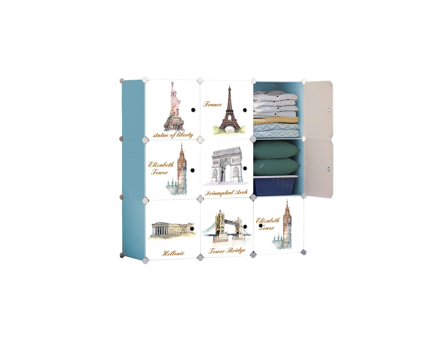 Dulap modular din plastic cu schelet metalic, D3253P, culoare Roz / Alb, 110 x 110 x 37 cm - 221.ro