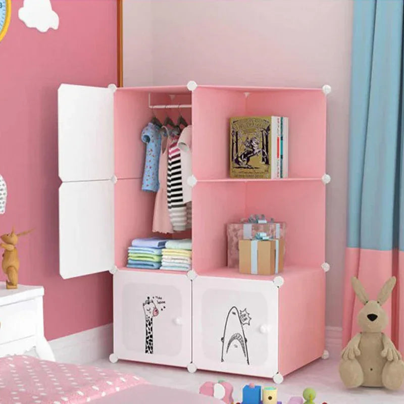 Dulap modular din plastic cu schelet metalic, D3262P, culoare Roz / Alb, 110 x 75 x 37 cm - 221.ro