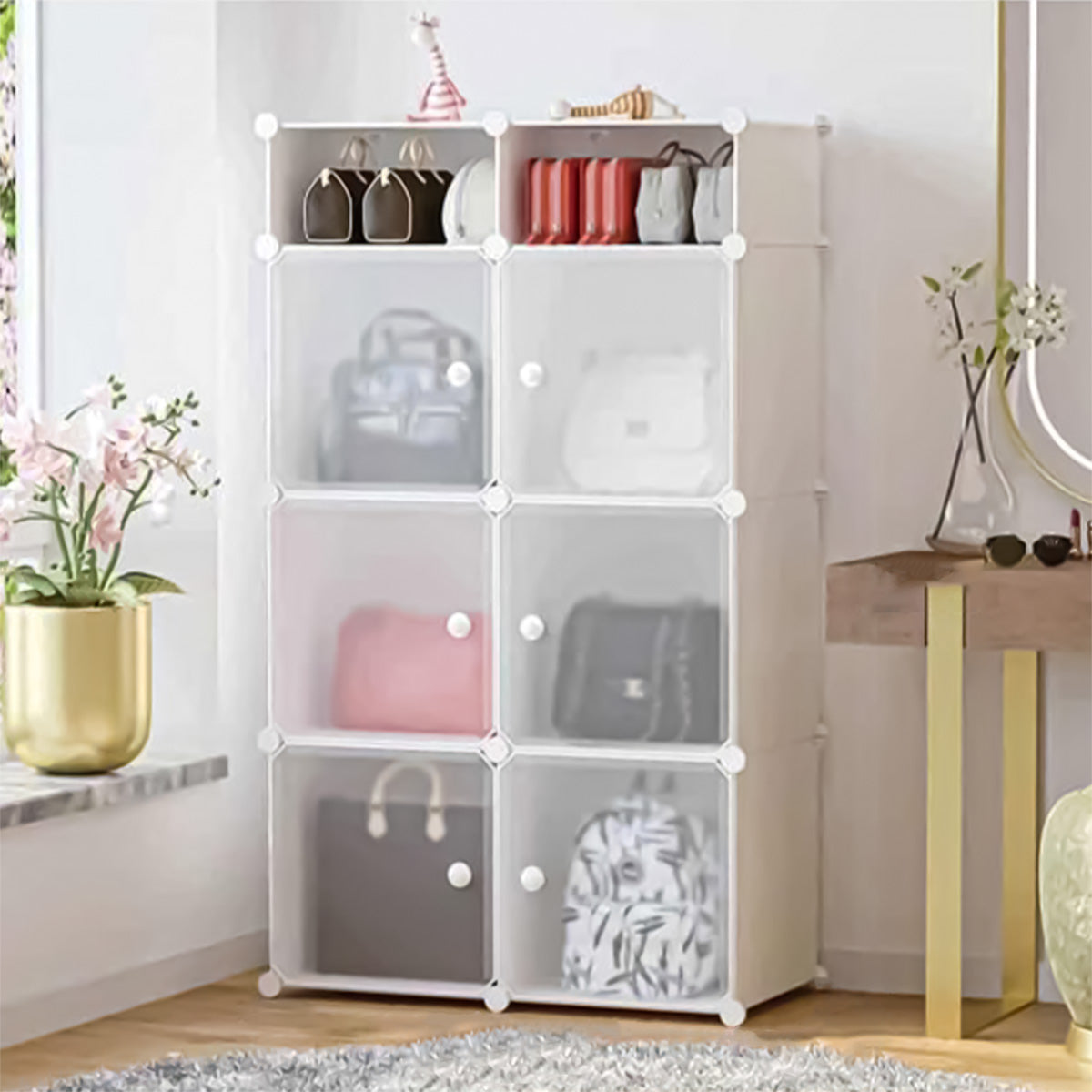 Dulap modular din plastic cu schelet metalic, D3267W, culoare Alb, 129 x 75 x 37 cm