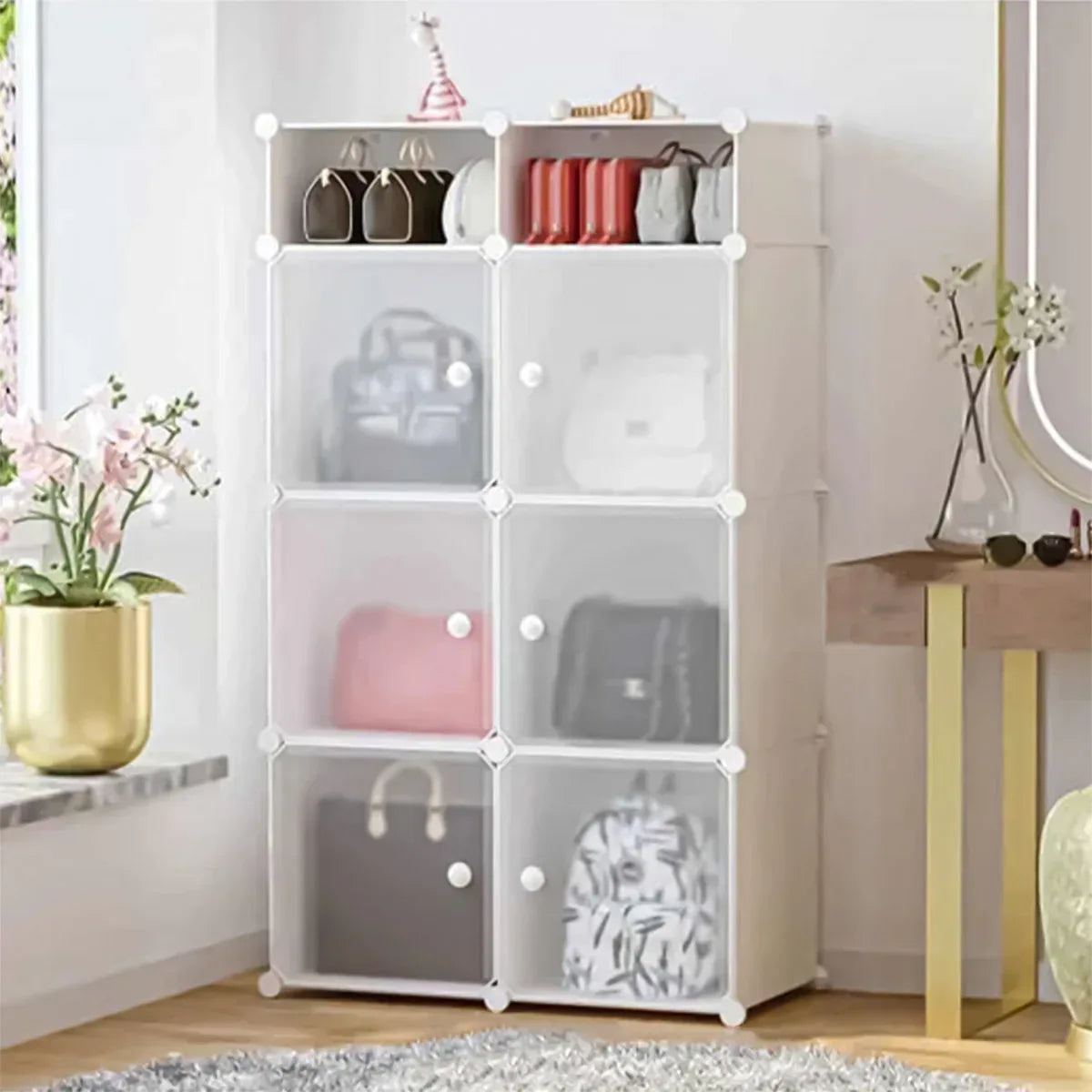 Dulap modular din plastic cu schelet metalic, D3267W, culoare Alb, 129 x 75 x 37 cm - 221.ro