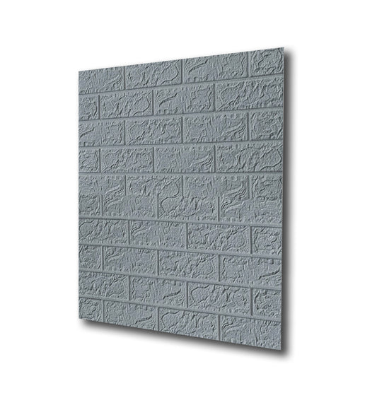 Set 10 x Tapet 3D autoadeziv, Naimeed D3314, model Caramida, 70 x 77 cm, Gri