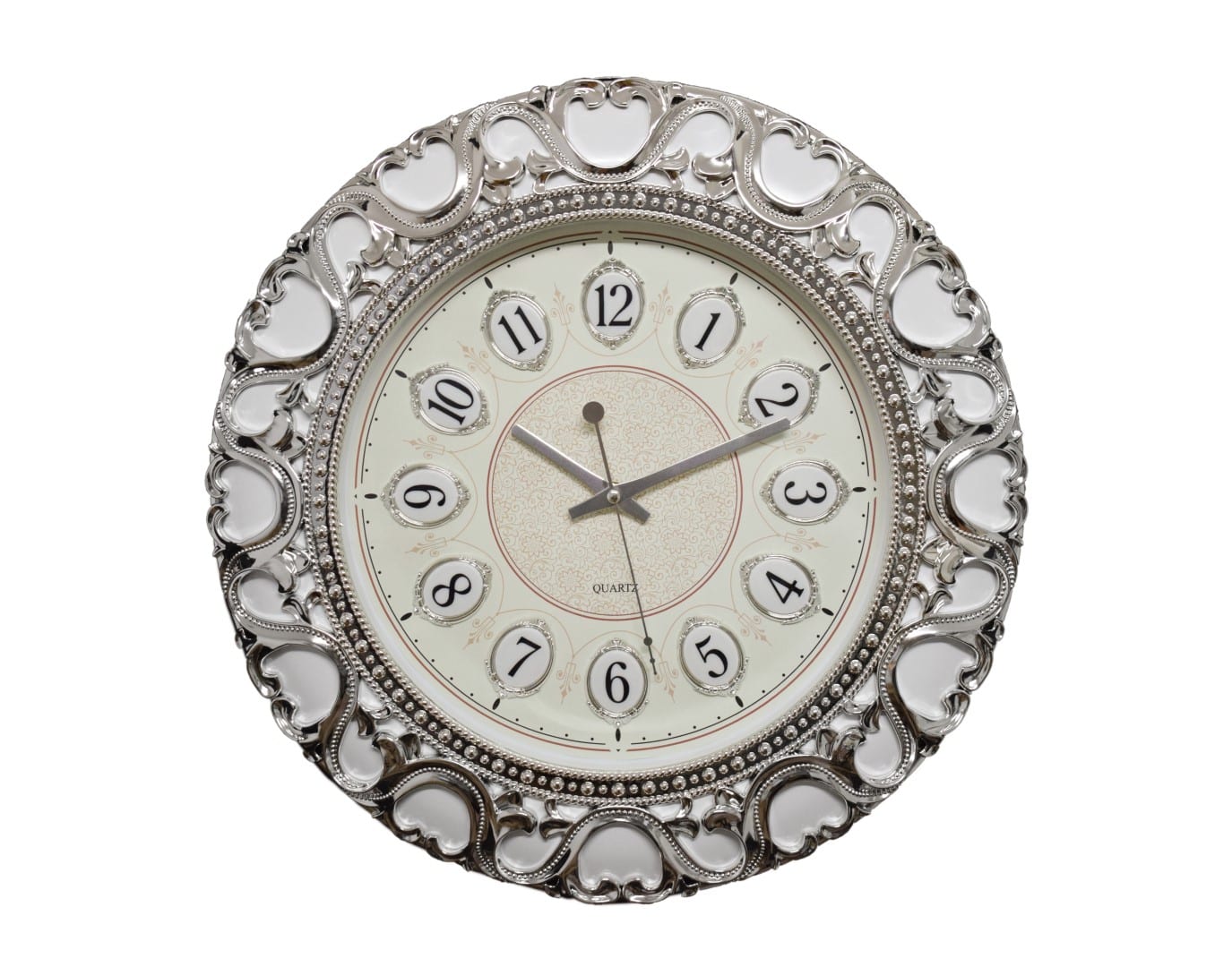 Ceas de perete 45 cm cu mecanism silentios, D3330 SILVER