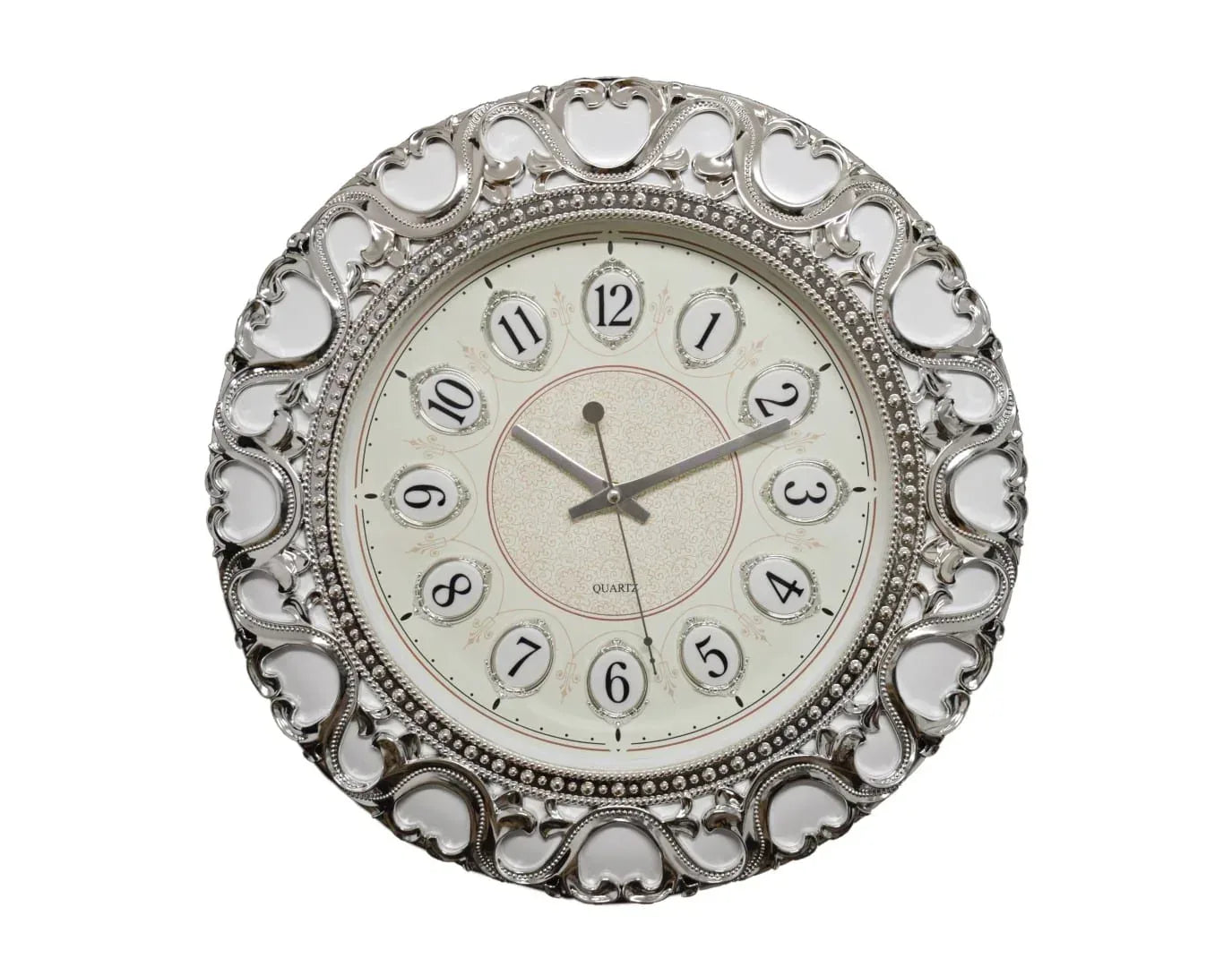 Ceas de perete 45 cm cu mecanism silentios, D3330 SILVER - 221.ro