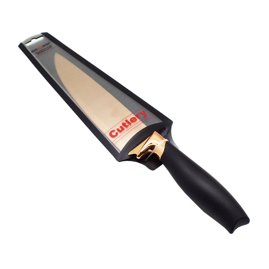 Cutitul bucatarului, Naimeed D3365, gama Konedi, otel inoxidabil, culoare Rosegold / Negru, 20 cm