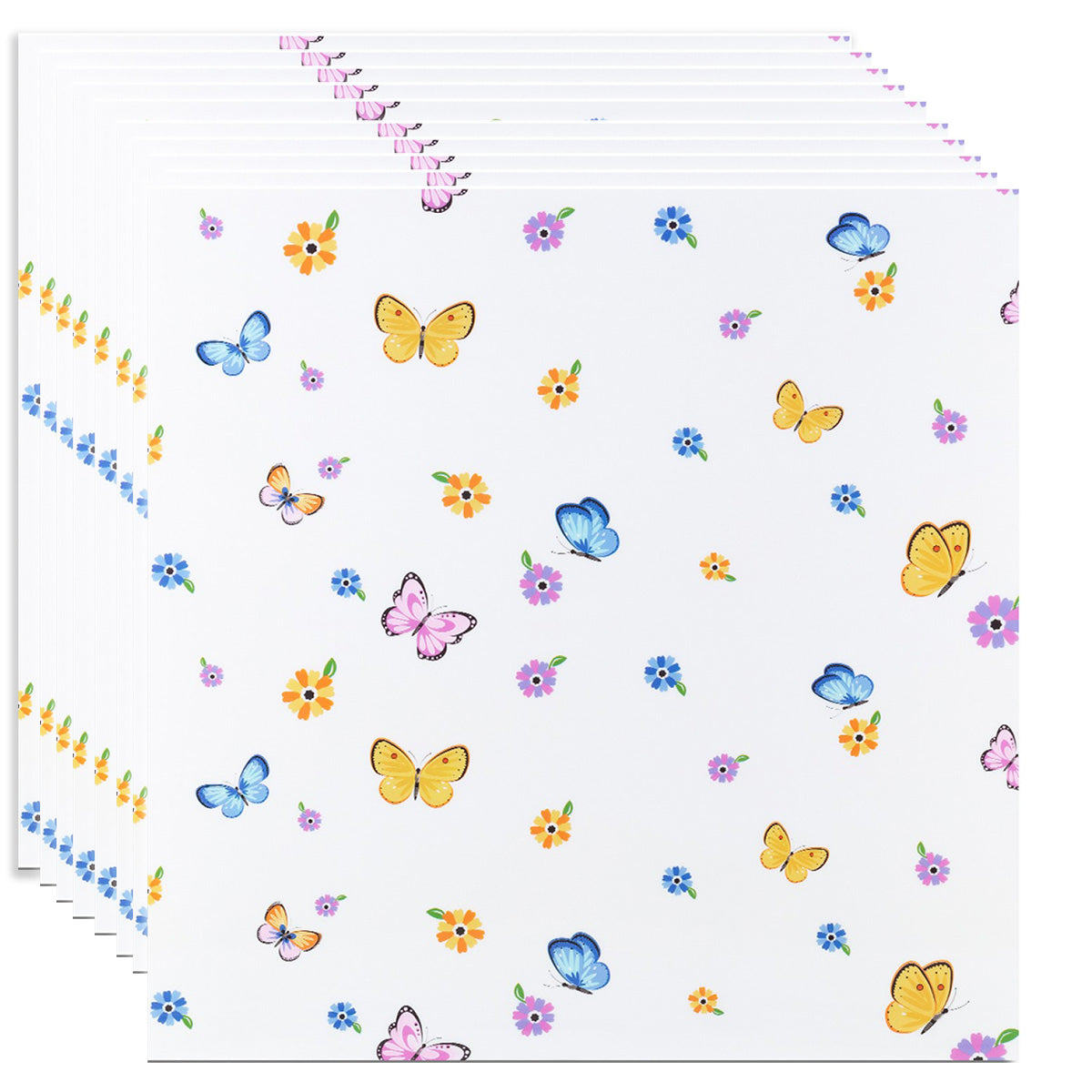 Set 10 panouri decorative, Autoadeziv, suprafata acoperita 3.6 mp, Naimeed D3519, 60x60 cm, Fluturi