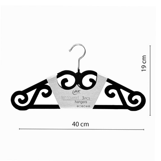 Set 3 Umerase, acoperite cu catifea, D3789, Negru