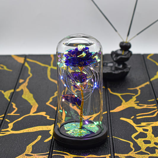 Aranjament floral in cupola de sticla, lumina Led, D4042, Mov
