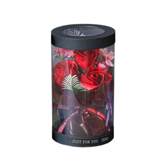 Aranjament floral elegant, flori de sapun, D4059, Rosu