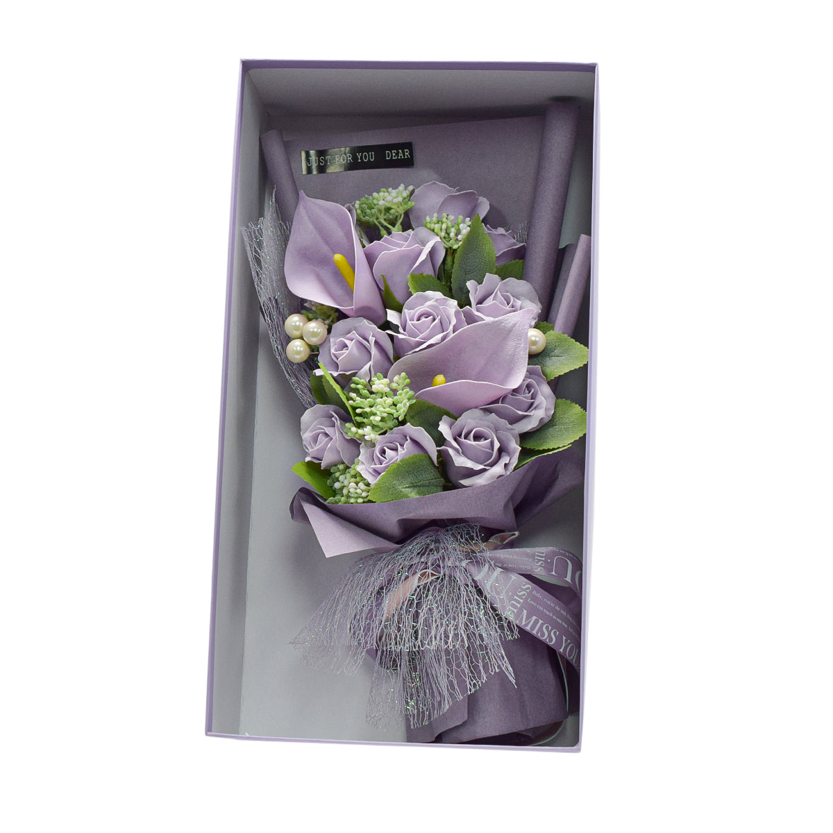 Aranjament floral elegant, flori de sapun, D4061, Mov