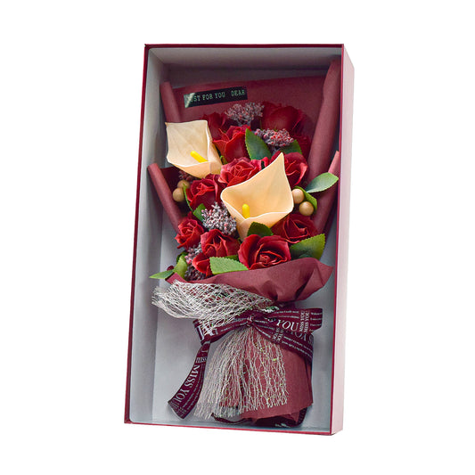 Aranjament floral elegant, flori de sapun, D4061, Rosu