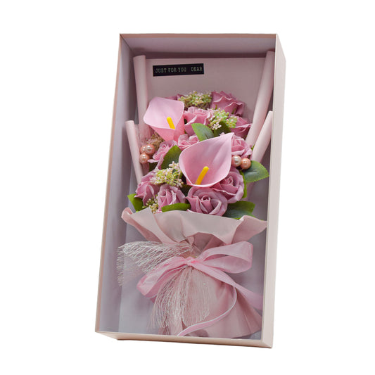 Aranjament floral elegant, flori de sapun, D4061, Roz