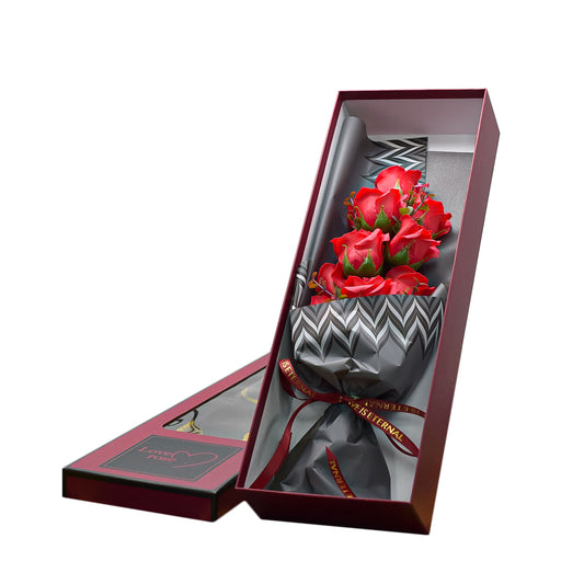 Aranjament floral elegant, flori de sapun, D4062, Rosu