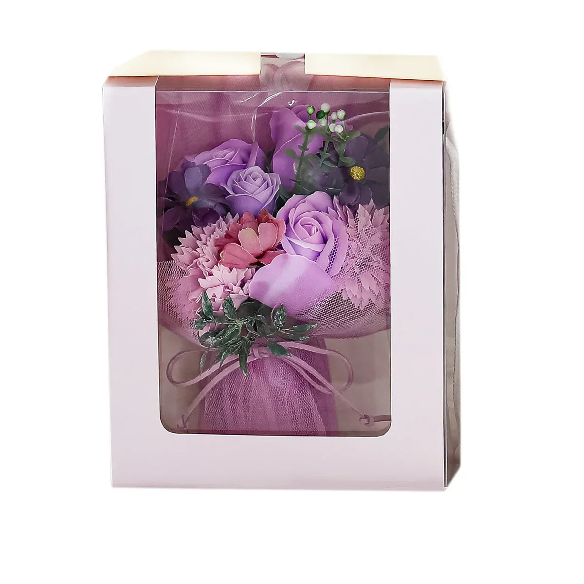 Aranjament floral elegant, flori de sapun, D4063, Mov - 221.ro