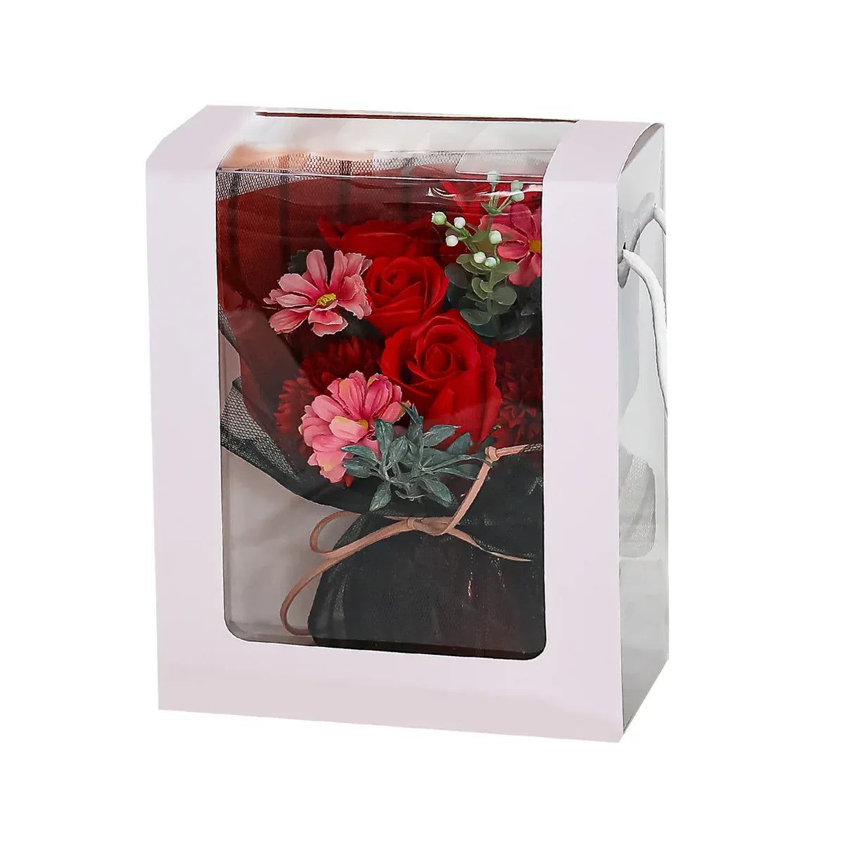 Aranjament floral elegant, flori de sapun, D4063, Rosu - 221.ro