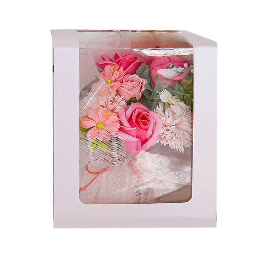 Aranjament floral elegant, flori de sapun, D4063, Roz
