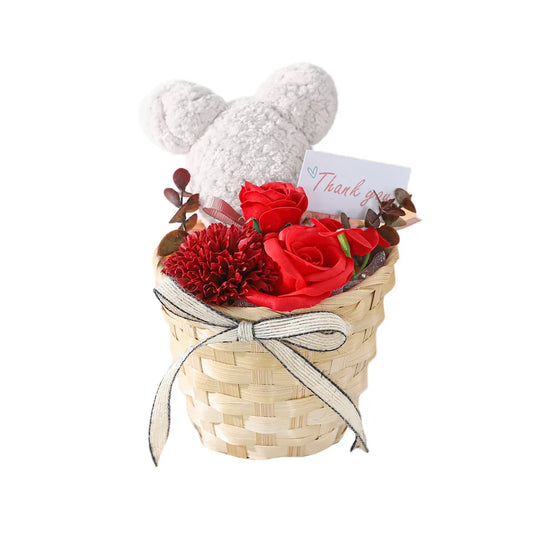 Aranjament floral elegant, flori de sapun, D4064, Rosu