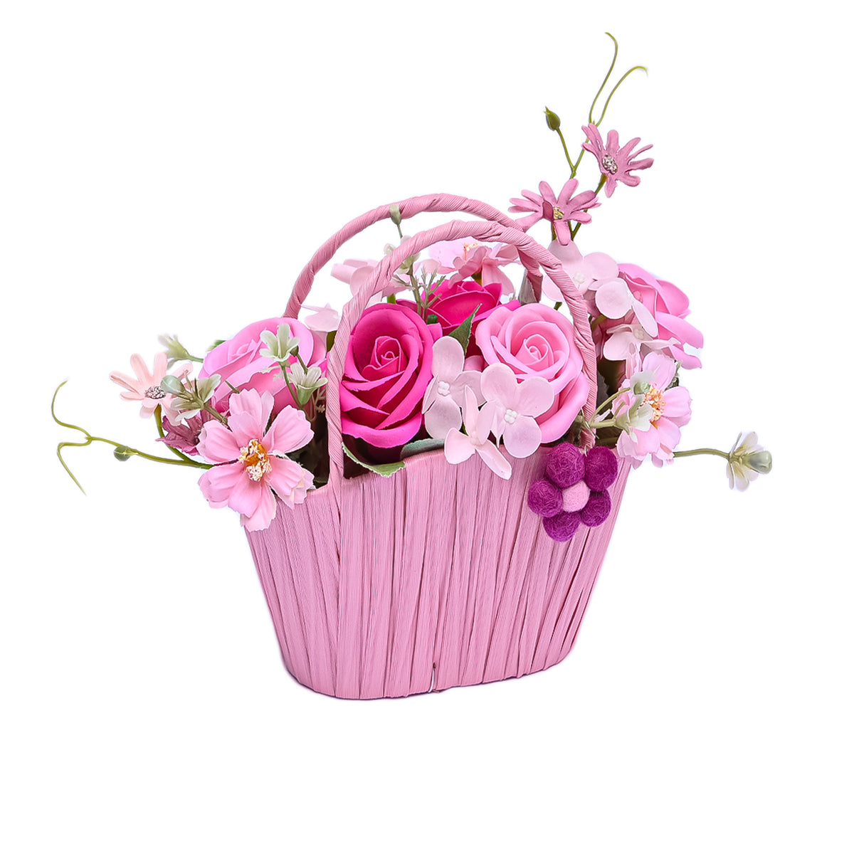 Aranjament floral elegant, flori de sapun, D4066, Roz - 221.ro