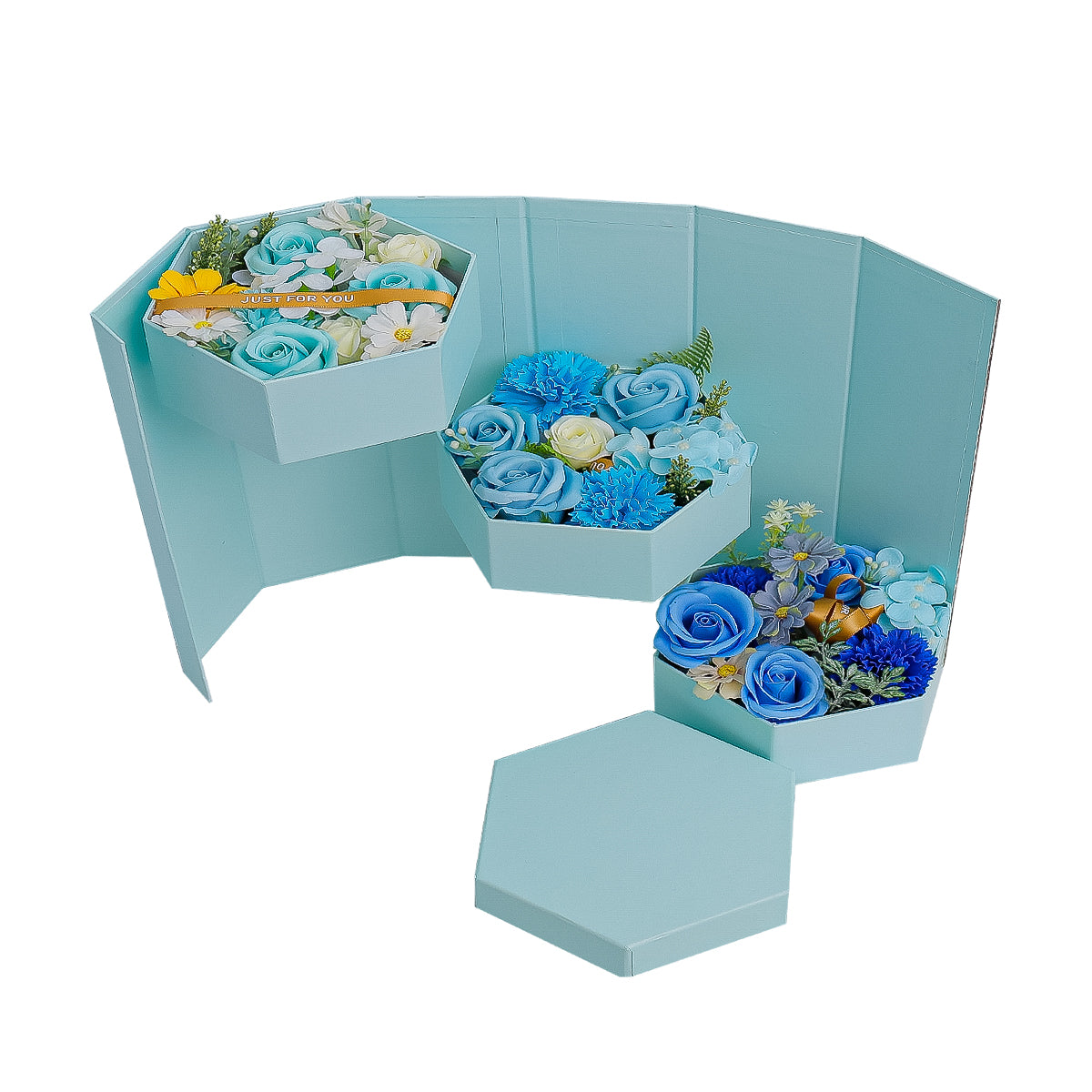 Aranjament floral elegant, flori de sapun, D4067, Blue