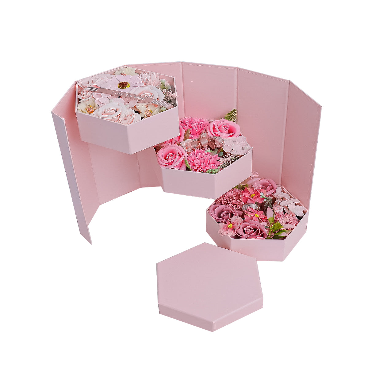 Aranjament floral elegant, flori de sapun, D4067, Roz