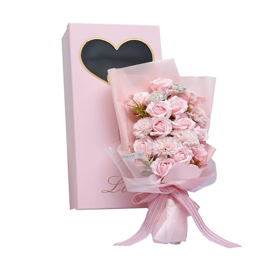 Aranjament floral elegant, flori de sapun, D4068, Roz - 221.ro