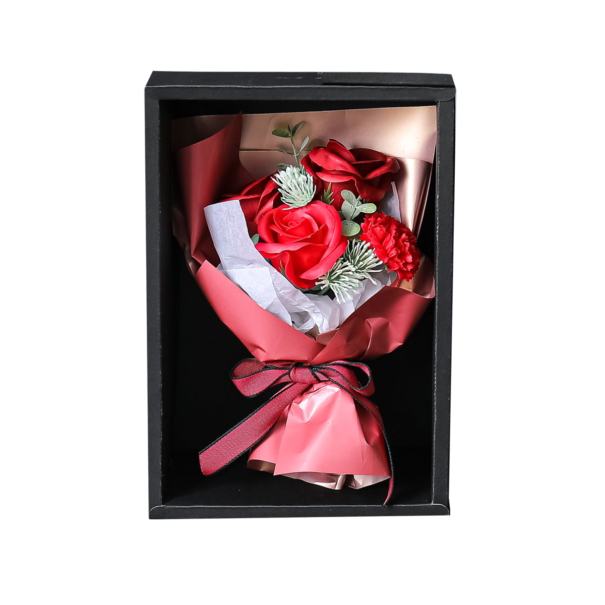 Aranjament floral elegant, flori de sapun, D4071, Rosu