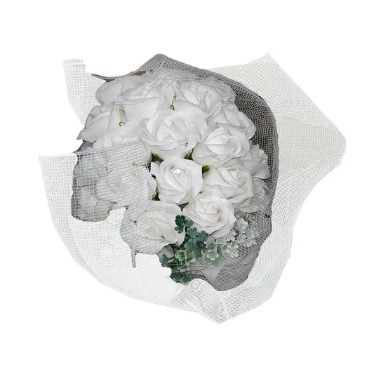 Aranjament floral elegant, flori de sapun, D4072, Alb - 221.ro