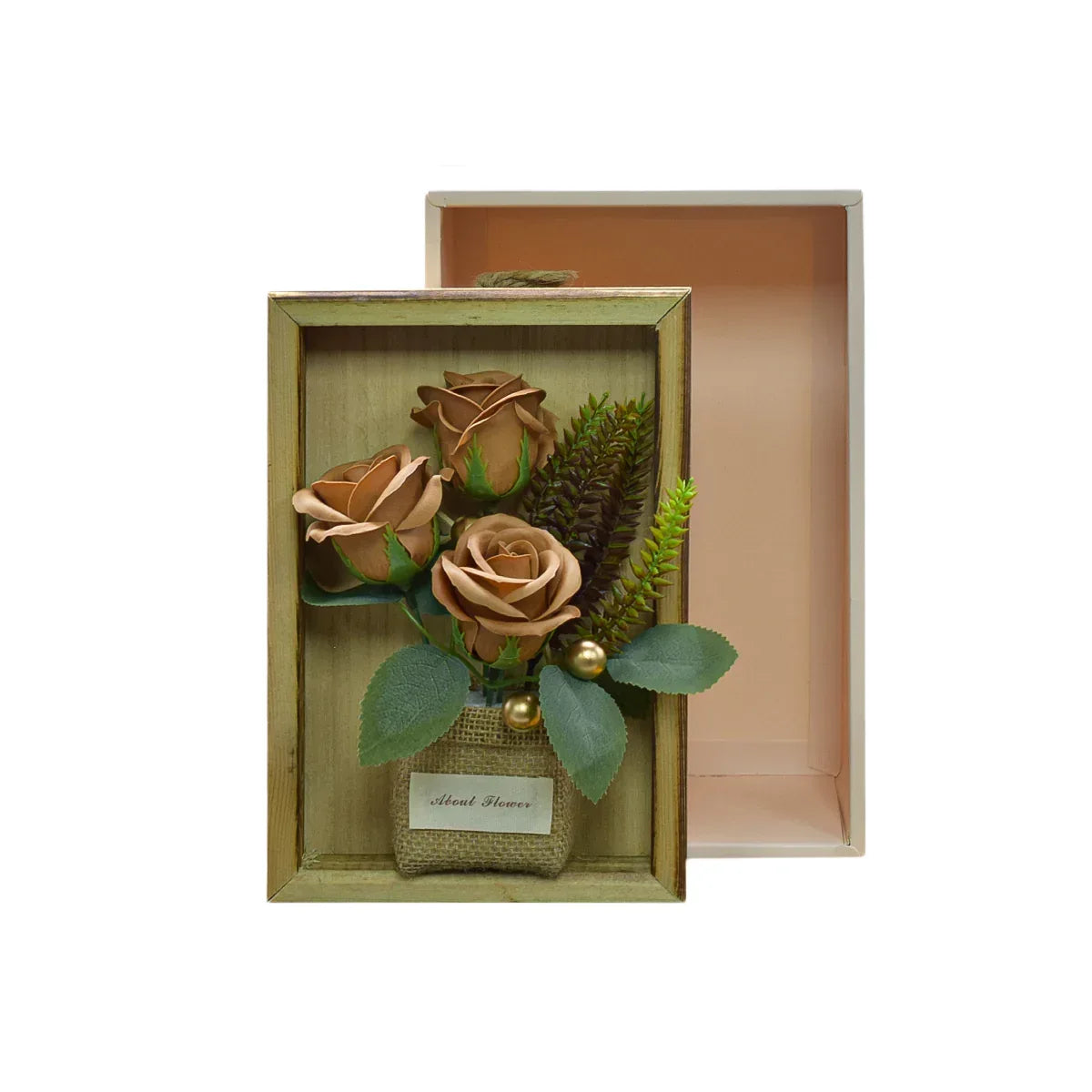 Aranjament floral elegant, flori de sapun, D4075, Crem - 221.ro