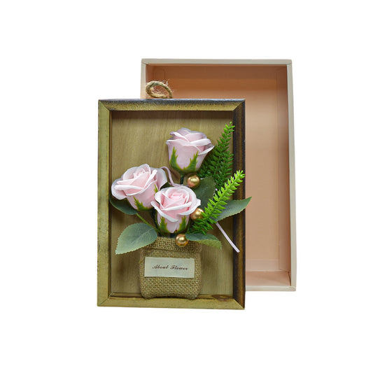 Aranjament floral elegant, flori de sapun, D4075, Roz