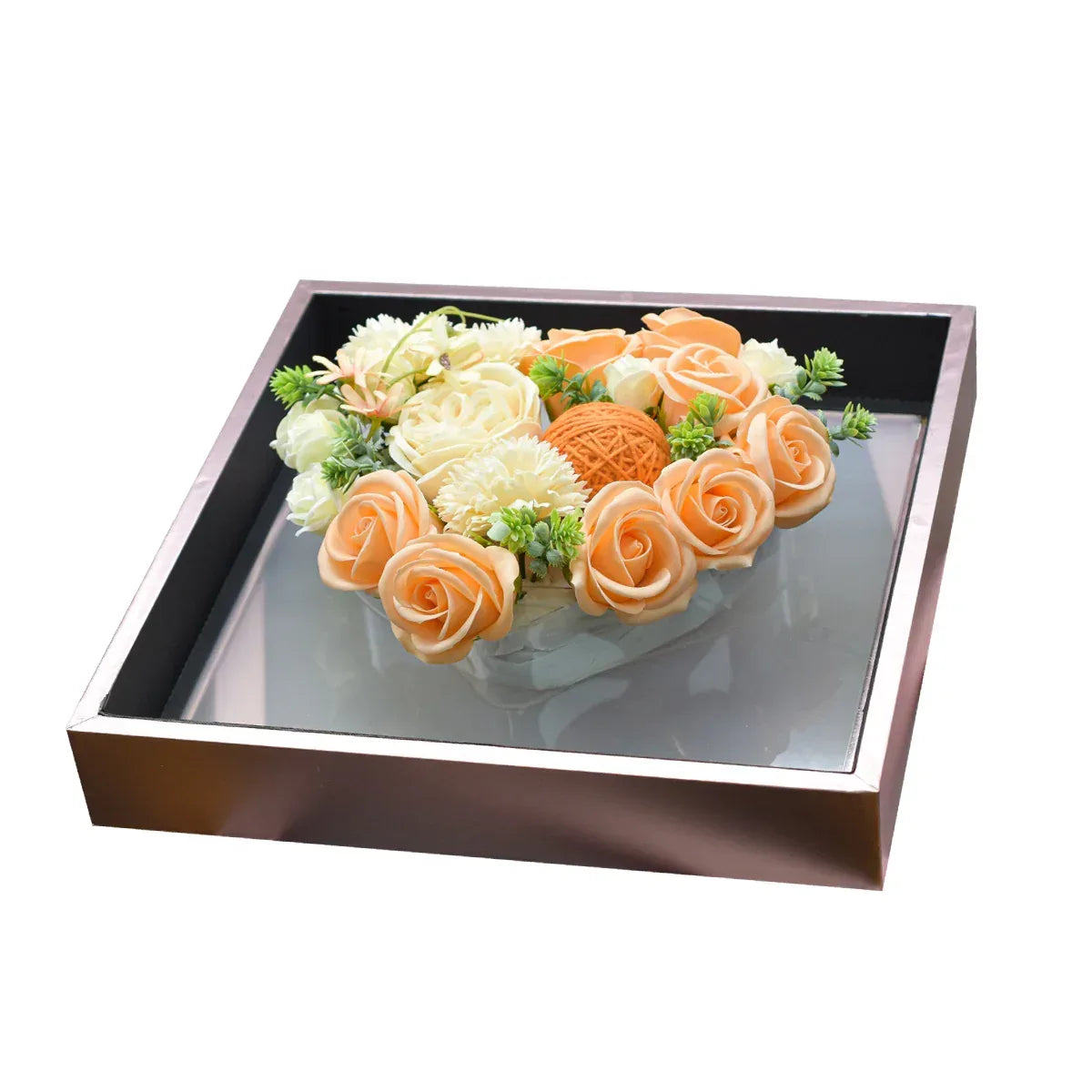Aranjament floral elegant, flori de sapun, D4076, Crem - 221.ro