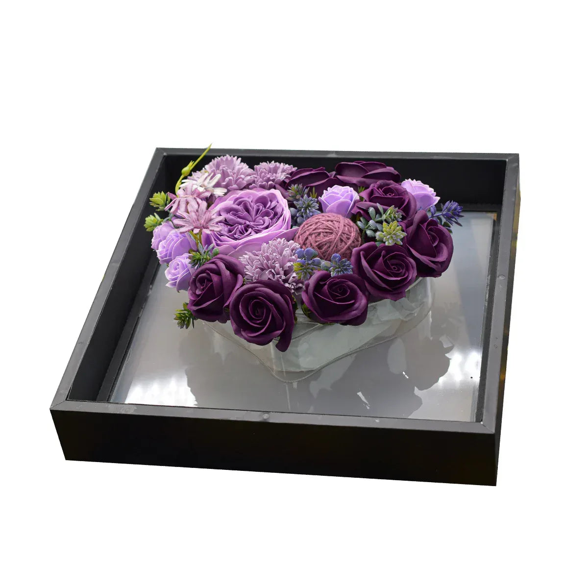 Aranjament floral elegant, flori de sapun, D4076, Mov - 221.ro