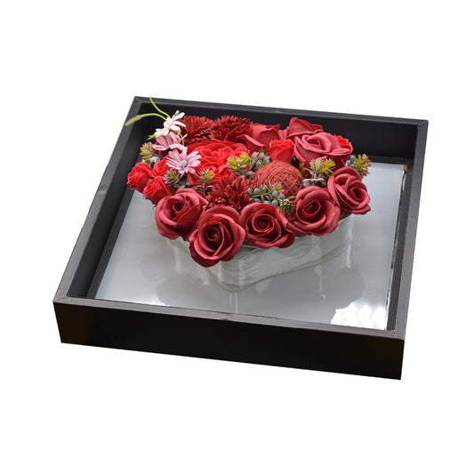 Aranjament floral elegant, flori de sapun, D4076, Rosu